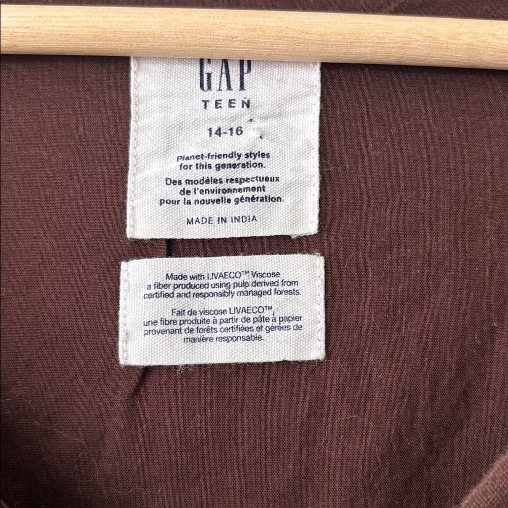 🤎 GAP Teen Babydoll Dress | Chocolate Brown | Size 14–16 - Picture 6 of 9